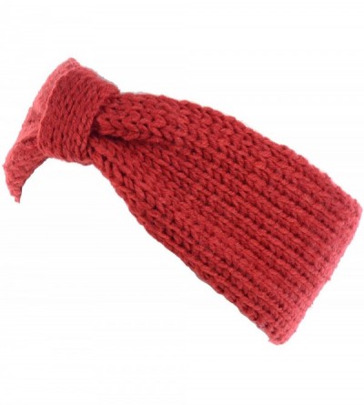 Cold Weather Headbands Womens Winter Chic Turban Bowknot/Floral Crochet Knit Headband Ear Warmer - Knit Bowknot Red - CX18ALZ...