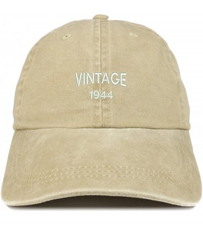 Baseball Caps Small Vintage 1944 Embroidered 76th Birthday Washed Pigment Dyed Cap - Khaki - CG18C6RWGWG $38.01