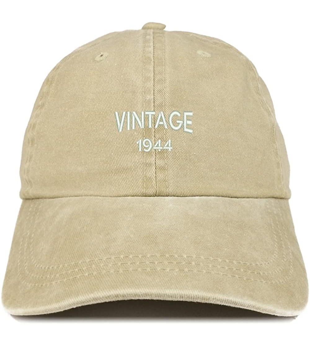 Baseball Caps Small Vintage 1944 Embroidered 76th Birthday Washed Pigment Dyed Cap - Khaki - CG18C6RWGWG $17.44