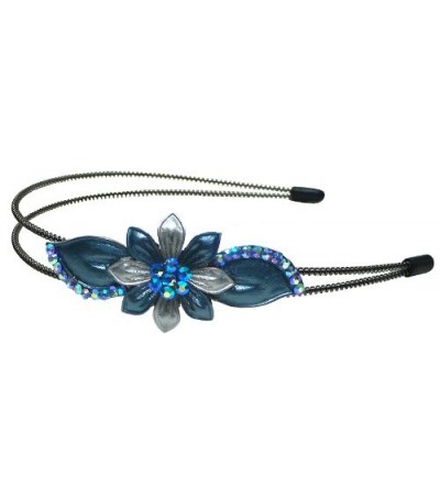 Headbands Crystal Flower Headband YY86801-6blue - blue - CW11JVLVR2B $12.57