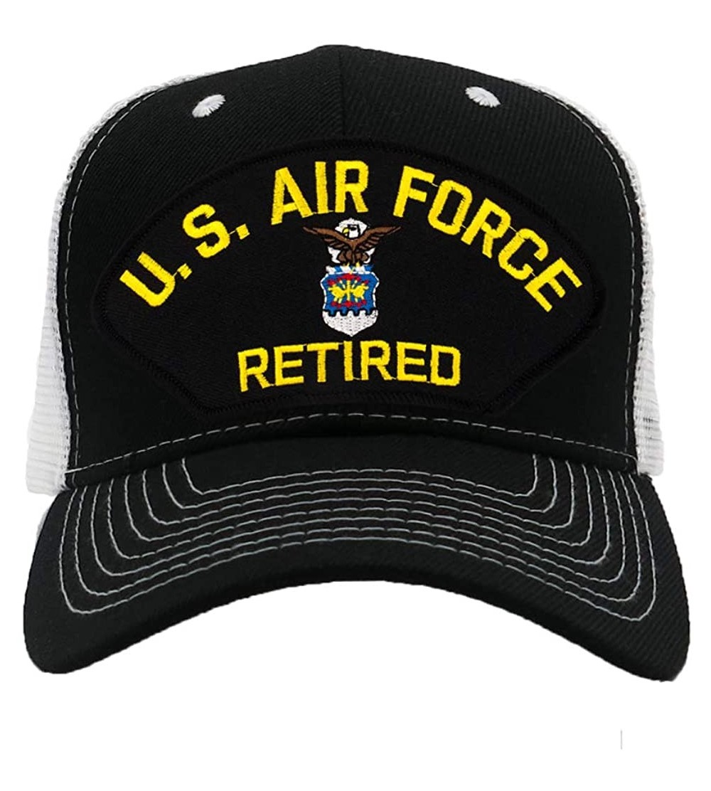 Baseball Caps US Air Force Retired Hat/Ballcap Adjustable One Size Fits Most - Mesh-back Black & White - CG18QX0G684 $26.72