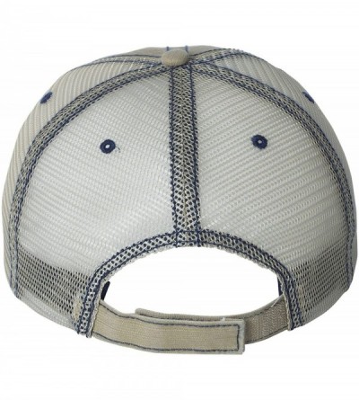 Baseball Caps Adult Merica USA Pride America Embroidered Distressed Trucker Cap - Khaki/ Navy - CR18DHRYA6L $31.14