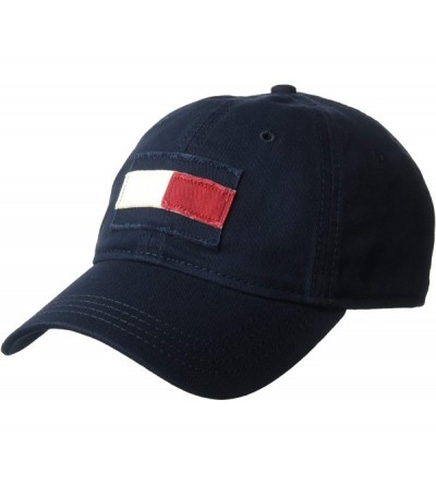 Baseball Caps Tommy Hilfiger Men's Dad Hat Tommy Flag Cap Hat - Navy - C218LLM0OLS $18.86