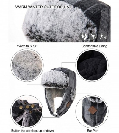 Skullies & Beanies Cotton Trapper Hat Faux Fur Earflaps Hunting Hat Warm Pillow Lining Unisex - 89079_black-camel - C4193TTIU...