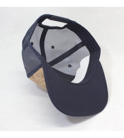 Baseball Caps Cork Square Cotton Flat Visor Mesh/Denim Adjustable Snapback Baseball Caps - Navy - CX182I2A85Q $16.85