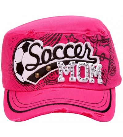 Baseball Caps Sports Mom Distressed Adjustable Cadet Cap - Hot Pink - CC11NZJ8FPH $13.93