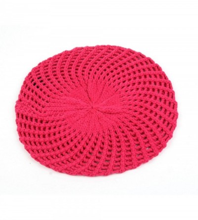 Berets Fashion Knitted Beret Open Weave Style 184HB - Pink - C218LSO65WL $8.05