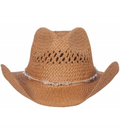 Cowboy Hats Womens Straw Outback Toyo Cowboy Hat - Brown - CF111QRKZ0D $20.18