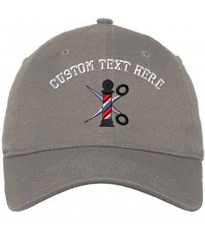 Baseball Caps Custom Soft Baseball Cap Barber Pole Scissors Embroidery Twill Cotton - Light Grey - CA18SMNLMOI $21.80