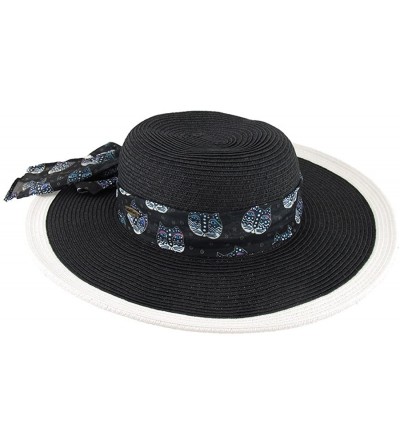 Sun Hats Art Scarf Band Colored Trim Paper Braid Sun Hat - Black - C9125V3EFFD $18.57