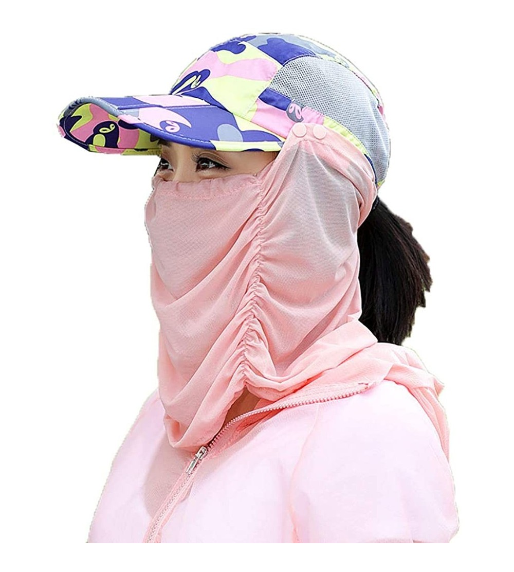Sun Hats Women's UPF+50 Sun Visor Detachable Flap Hat Foldable Wide Brimmed UV Protection Hat - 4-camouflage - CF199L479DX $1...
