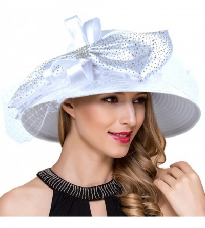 Bucket Hats Women Kentucky Derby Church Dress Cloche Hat Fascinator Floral Tea Party Wedding Bucket Hat S052 - Sd706-white - ...