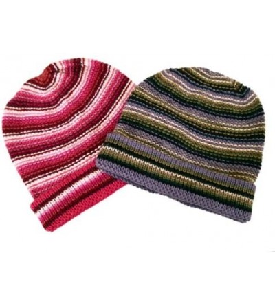 Skullies & Beanies Alpaca Hand Knit Beanie Set of Two Assortment Winter Hat Peru Fair Trade - CI117I40AED $22.39