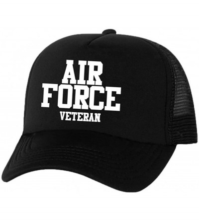 Baseball Caps Air Force Veteran Truckers Mesh Snapback hat - Black - CS11NHXHYIF $23.13