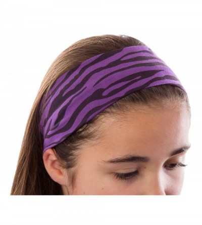 Headbands Set of 3 2.5 Inch Zebra Print Cotton Stretch Headband (Pink/White/Blue) - PINK- BLUE- WHITE - C511UPYUQAL $10.30