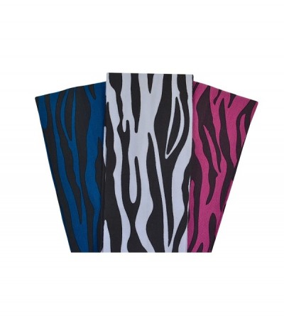 Headbands Set of 3 2.5 Inch Zebra Print Cotton Stretch Headband (Pink/White/Blue) - PINK- BLUE- WHITE - C511UPYUQAL $10.30