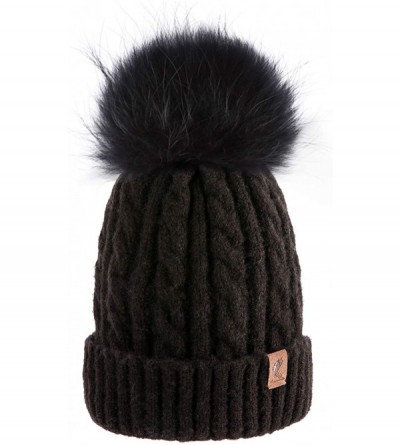 Skullies & Beanies Cute Beanie Hats for Womens Pom Pom Hat Knit Hat Thermal Ski Hat - Black - CE18TH3OC46 $8.75