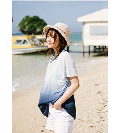 Sun Hats Womengilrs Floppy Summer Sun Straw Hats Hollow Pure Colour Hat with Big Bowknot - White - C8182M076MM $9.49