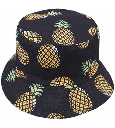 Bucket Hats Unique Pineapple Pattern Bucket Hat Unisex Fruit Print Fisherman Cap Summer Packable Reversible Sun Hat - Black -...