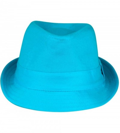 Fedoras Women's Colorful Cotton Blend Trilby Fedora Hat - Turquoise - C712F5LSZAL $19.22