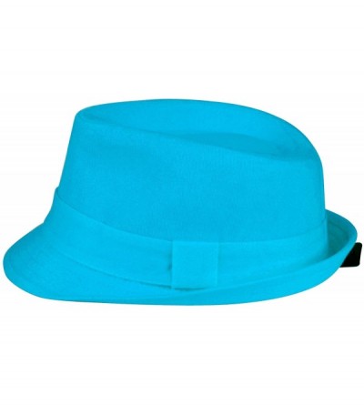 Fedoras Women's Colorful Cotton Blend Trilby Fedora Hat - Turquoise - C712F5LSZAL $19.22