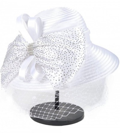 Sun Hats Women's Dressy Church Baptism Wedding Derby Hat - Mesh-white - CI18C3HDX53 $30.80