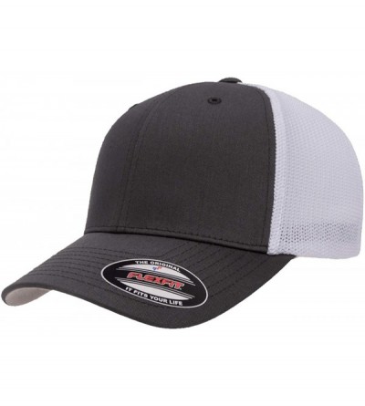 Baseball Caps The Original Flexfit Yupoong Mesh Trucker Hat Cap & 2-Tone - Charcoal/White - C318HCINU9K $14.05
