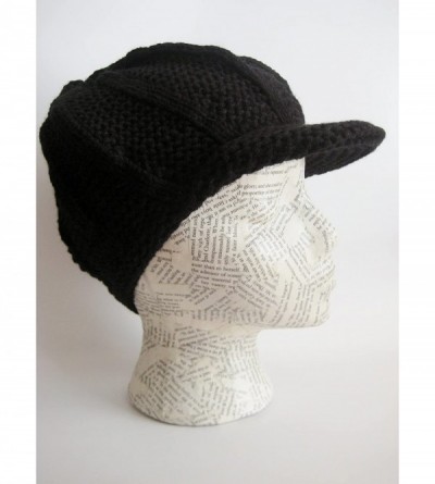 Skullies & Beanies Winter Hat for Women Visor Beanie Chunky Knit - Black - CF11B2NO5VL $17.81