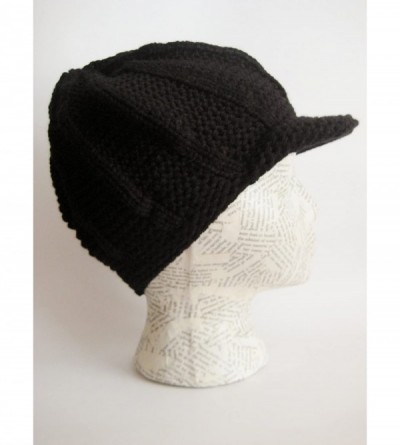 Skullies & Beanies Winter Hat for Women Visor Beanie Chunky Knit - Black - CF11B2NO5VL $17.81
