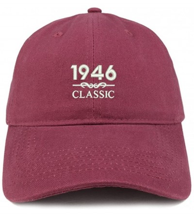 Baseball Caps Classic 1946 Embroidered Retro Soft Cotton Baseball Cap - Maroon - C418CO883QE $13.19