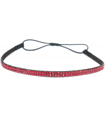 Headbands Custom Color Bling Shimmering Rhinestone Elastic Stretch Headbands - Thin Red - CW11JAY3HML $11.91