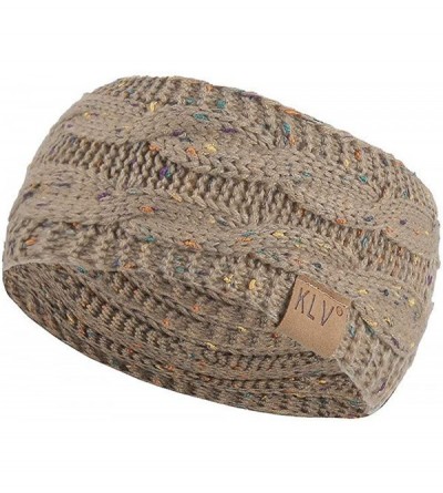 Skullies & Beanies Women Knit Elastic Sport Hair Band Soft Stretch Dotted Yarn Turban Hat - Khaki - CA18KM32EGI $10.38