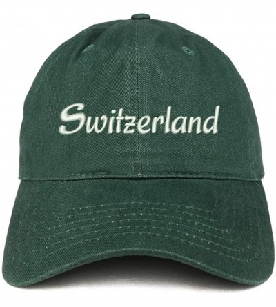Baseball Caps Switzerland Text Embroidered Unstructured Cotton Dad Hat - Hunter - CI18K0K4NKU $19.97