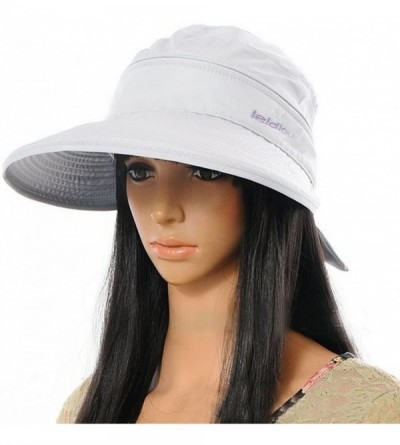 Sun Hats Women Bowknot Sun Hat Wide Large Brim Visor Hat Cap Summer Beach Hat - White - CK12GKJRZF9 $32.67