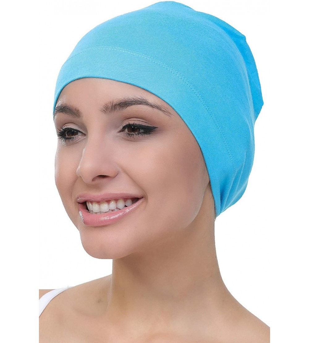 Baseball Caps Unisex Bamboo Sleep Caps for Cancer- Hair Loss - Chemo Caps - Ocean Blue - CC18L0ZQR9H $10.05