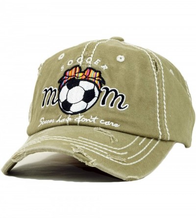 Baseball Caps Vintage Ball Caps for Women Mama Bear Dog Mom Washed Cap - Soccer Mom- Khaki - CD18ZYEYT5Q $13.19