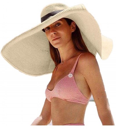 Sun Hats Womens Oversized Foldable Packable - Beige - CW18TULO6H4 $28.16