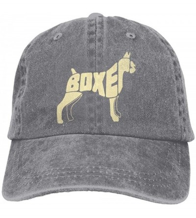 Baseball Caps Adult Fashion Sports Denim Baseball Boxer Dog Art Classic Dad Hat Adjustable Plain Cap - Ash - CZ18LZN9GNZ $12.61