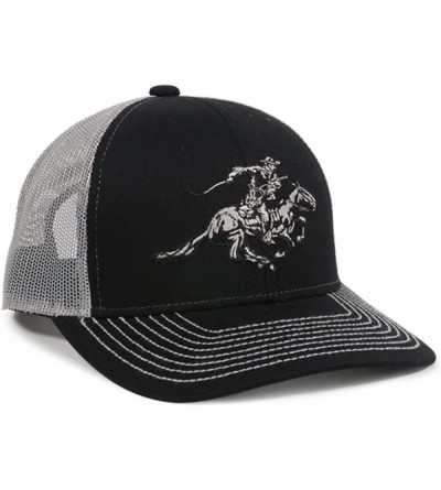 Baseball Caps Horse Rider Mesh Back Black/White Hunting Hat - C71803M23DG $8.82