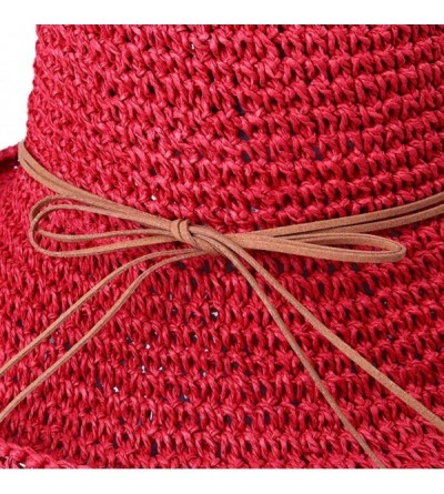 Sun Hats Spring and Summer Beach Cap Women Straw Fisherman Hat Sun Hat (red) - Red - CK18QSY6Q4S $7.15