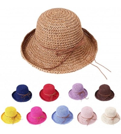 Sun Hats Spring and Summer Beach Cap Women Straw Fisherman Hat Sun Hat (red) - Red - CK18QSY6Q4S $7.15