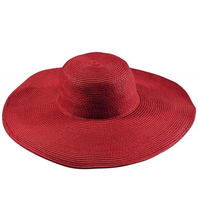 Sun Hats Floppy Wide Brim Straw Hat Women Summer Beach Cap Sun Hat - Red - C418DQY54NH $11.17
