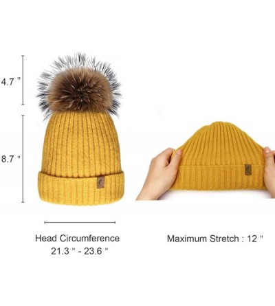 Skullies & Beanies Winter Beanie Hats Cute Pom Pom Hat Knit Hat Soft Warm Ski Caps for Women、Girl - Yellow - CE18TI5NZWA $9.94