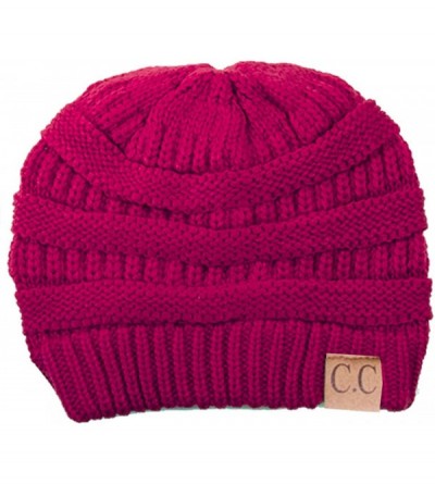 Skullies & Beanies Trendy Warm Chunky Soft Stretch Cable Knit Beanie Skull Cap Hat - Hot Pink - CR185R3K7ZH $19.98