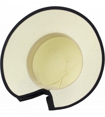 Sun Hats Women Straw Hats Wide Brim Foldable Packable Roll up Cap Summer UV Protection Beach Sun Hat UPF50+ - B-white - CK196...
