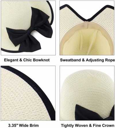 Sun Hats Women Straw Hats Wide Brim Foldable Packable Roll up Cap Summer UV Protection Beach Sun Hat UPF50+ - B-white - CK196...