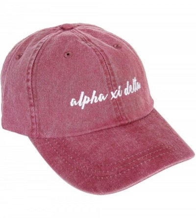 Baseball Caps Alpha Xi Sorority Baseball Hat Cap Cursive Name Font Alpha zee - Burgundy - C818S9342HR $19.41