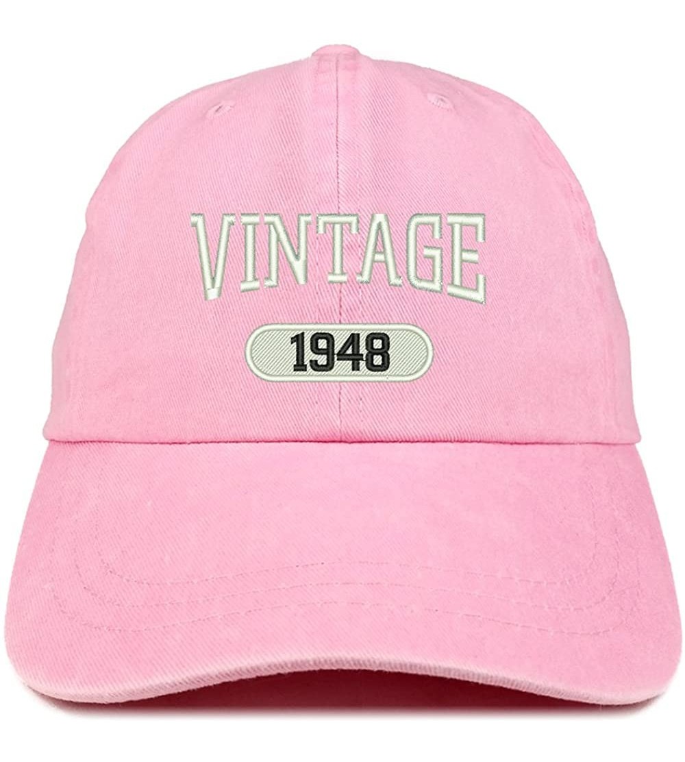 Baseball Caps Vintage 1948 Embroidered 72nd Birthday Soft Crown Washed Cotton Cap - Pink - CM12JO1IHD9 $21.32