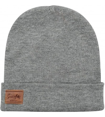 Skullies & Beanies Fold Up Beanie - Cuffed Acrylic Hat Beanies for Women or for Men - Light Gray - C118T60QNLE $13.43