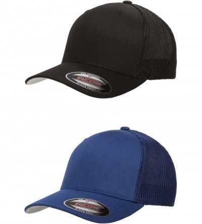 Baseball Caps 2-Pack Premium Trucker Cap - 6511 - [2pack] 1-solid Black & 1-solid Royal Blue - CB12JX7BPG5 $16.96